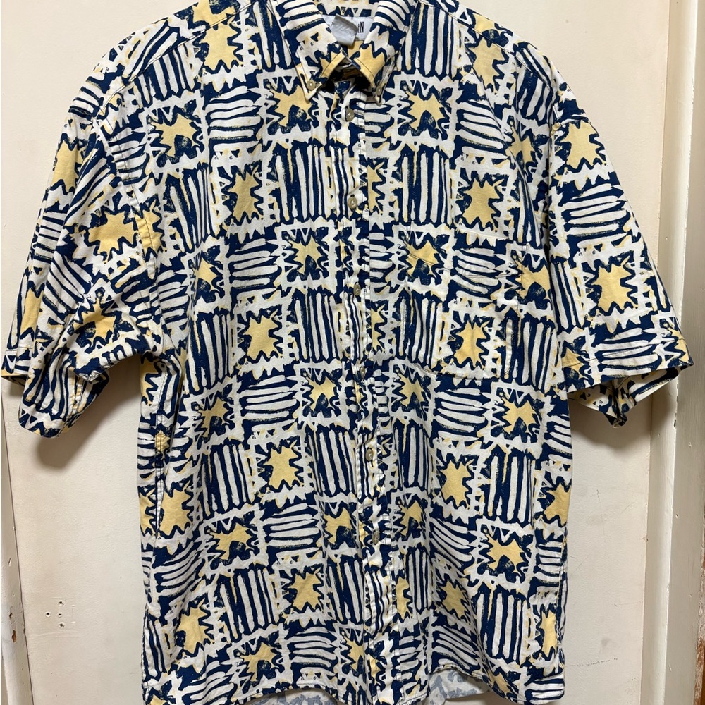Alexander Martin Men's Short Sleeve Button-Up Shirt Size Large